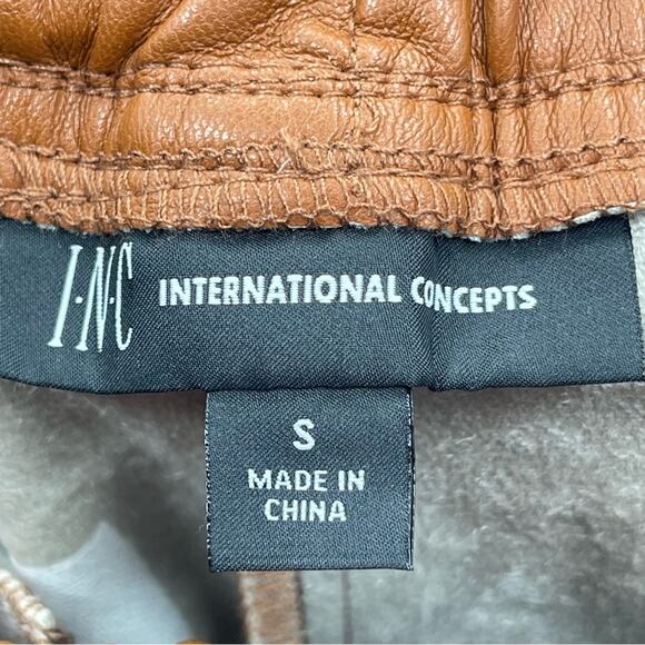 NWT INC Faux Leather High Rise Jogger Pull On Pants in Cinnamon Spice Size Small - Picture 9 of 13